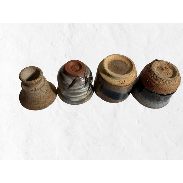 Ceramic Late 20th Century Japanese Wabi-Sabi Studio Pottery Yunomi Tea Cups - Set of 4 For Sale - Image 7 of 10
