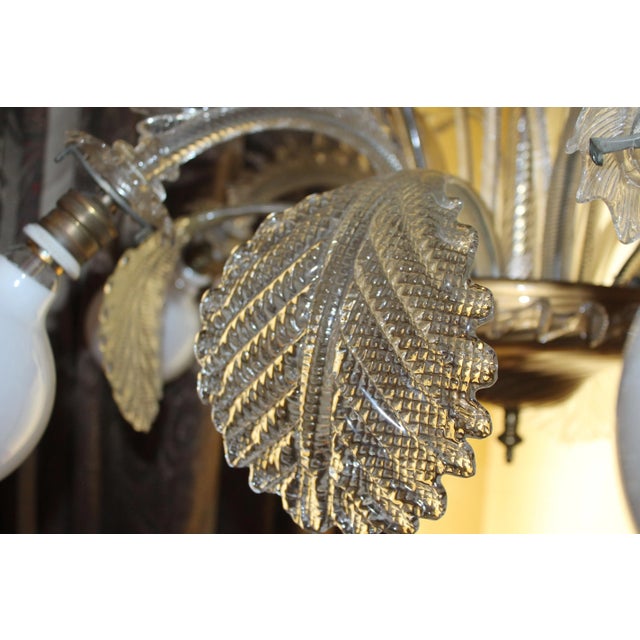 Gold 1950's Large Italian Mid Century Modern Murano Barovier & Toso Art Glass Floral Form Chandelier For Sale - Image 8 of 12