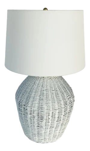 Regina Andrew Organic Modern White Wicker Georgian Table Lamp