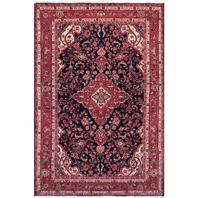 Shabby Chic Persian Blue/Red Wool Rug - 4'5'' X 6'5'' | Chairish