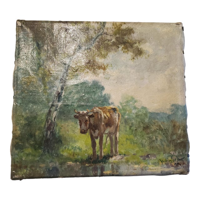 Landsacpe With Cow - Andries Verleur For Sale