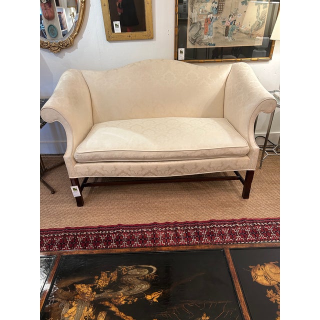 Chippendale Style Upholstered Loveseats Sofas- A Pair For Sale - Image 9 of 14