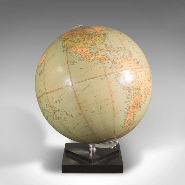 1960s 1960s Mid-Century Vintage Table Globe, English, World Map, 13.5 Inch Diameter, Cartography For Sale - Image 5 of 12