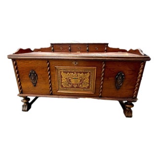 Antique Walnut Spanish Revival Ed Roos Cedar Chest For Sale
