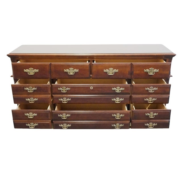 Late 20th Century Bassett Furniture Solid Cherry Traditional Style 64" Triple Dresser 2107-237 For Sale - Image 5 of 13