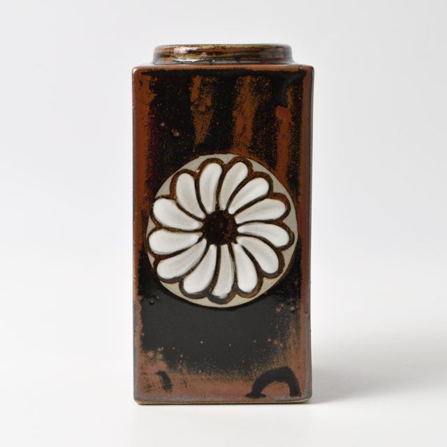 Mid-Century Japanese Rectangular Stoneware Vase For Sale - Image 10 of 10