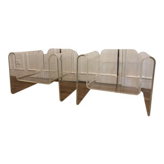 Mid-Century Brass Detail Lucite Ribbon Chair For Sale