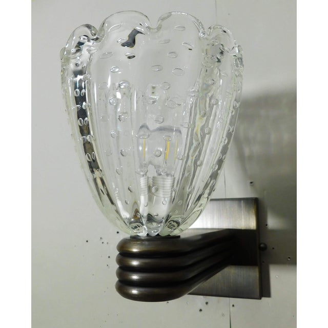 1950s 1950s Murano Bollicine Cups Sconces, a Pair For Sale - Image 5 of 10