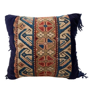 19th Custom Made Antique Lumbar Caucasian Pillow 14" W For Sale