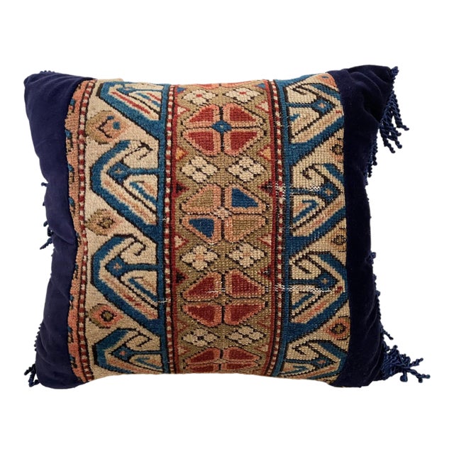 19th Custom Made Antique Lumbar Caucasian Pillow 14" W For Sale