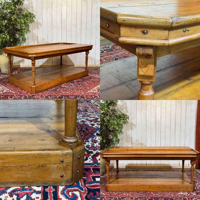 19th century trades table in fir wood of English origin - L=2m w=1m20 H=81cm.