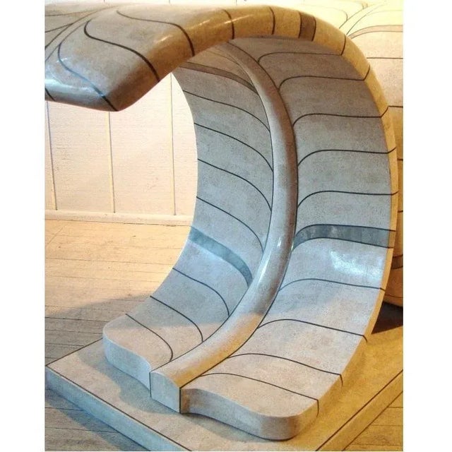 Art Deco Art Deco Tessellated Stone with Brass Inlay Entry or Console Table For Sale - Image 3 of 8