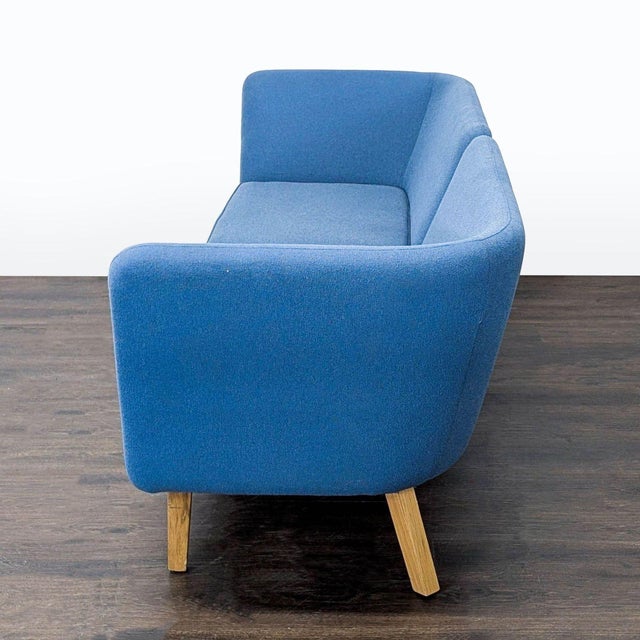 Modern Knoll Rockwell Unscripted Modern Blue Sectional Sofa With Wood Legs For Sale - Image 3 of 8