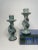 This pair of African soapstone candlesticks could be transitional from either a Boho chic to tribal style setting. The...
