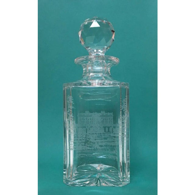 Transparent Vintage Royal Brierley Crystal Decanter With English Castle Motif For Sale - Image 8 of 12