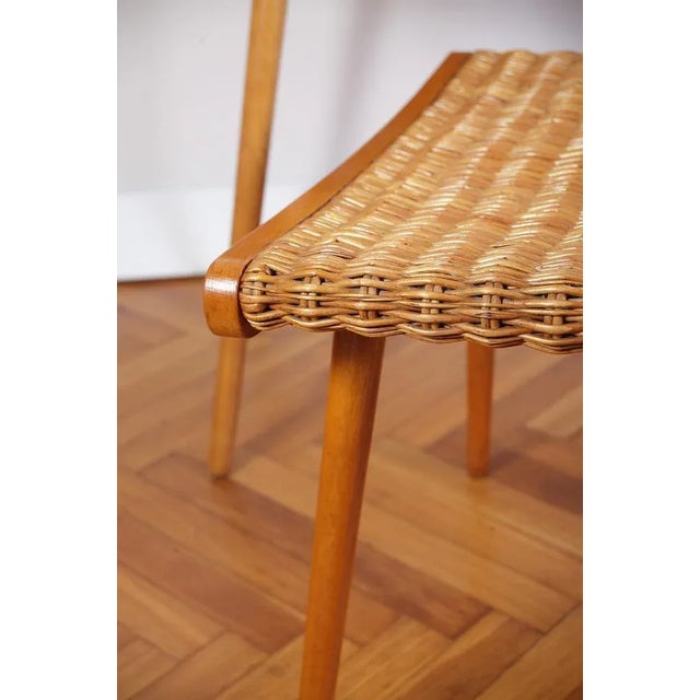 Mid-Century Ash and Wickerwork Side Table and Stool from Uluv, 1960s, Set of 2 For Sale - Image 12 of 18