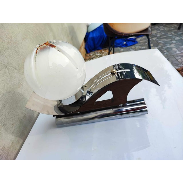 1970s Wall Lamp in Nickel-Plating & Murano, 1960s For Sale - Image 5 of 9