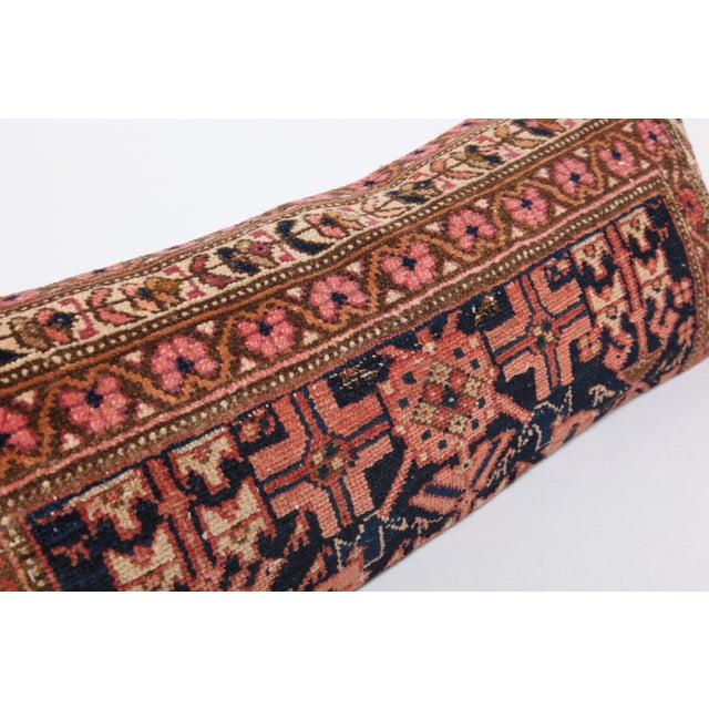 Navy Blue Decorative Lumbar Cushion – Vintage Rug Style Throw Pillow -16'' X 38'' For Sale - Image 8 of 12