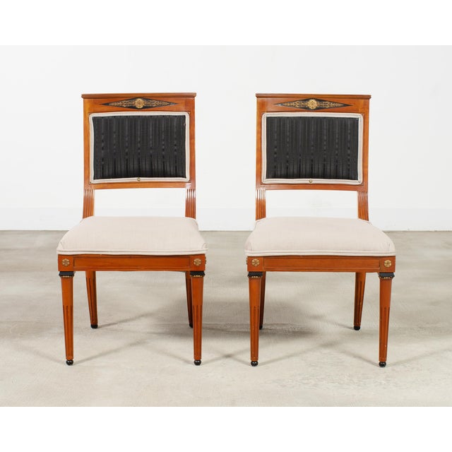 Set of Six French Directoire Style Dining Chairs Bronze Accents For Sale - Image 17 of 18