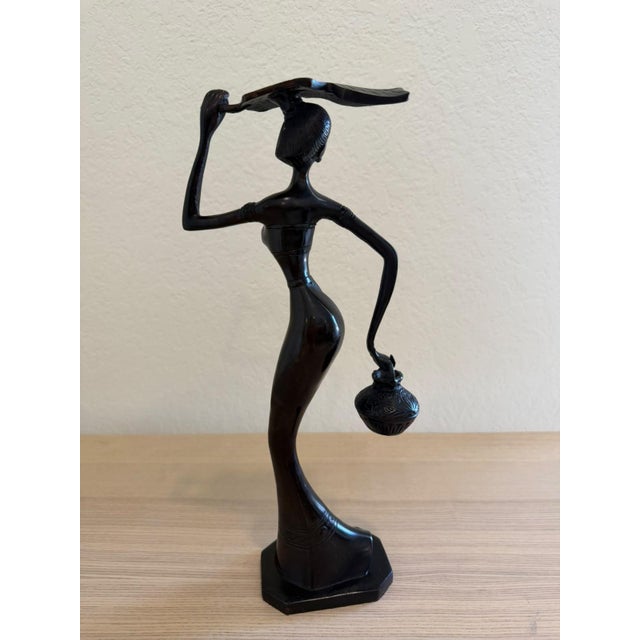 Vintage African Woman Figurine - Art Deco Tribal Sculpture For Sale - Image 4 of 4