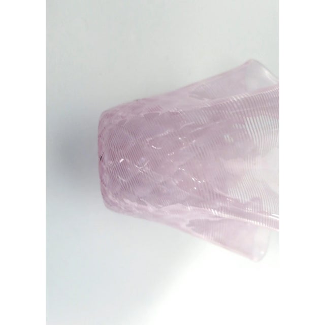 Italian Pink Handkerchief Art Glass Vase For Sale - Image 10 of 12