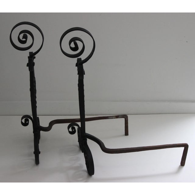 Spanish Set of Andirons in the Manner of Addison Mizner For Sale - Image 3 of 13