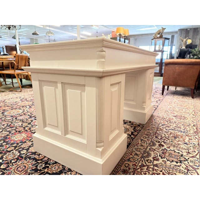 Wood English Chesterfield Desk in White For Sale - Image 7 of 18