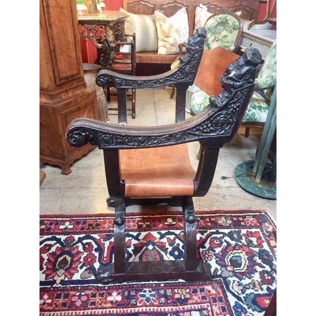 Traditional Late 19th Century English Carved Wood Arm Chair For Sale - Image 3 of 11