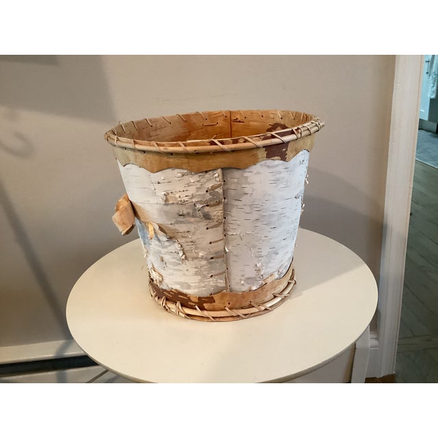 Large Birchbark Wastebasket in the Style of Baskets Made by Native American Arts and Crafts For Sale - Image 9 of 15