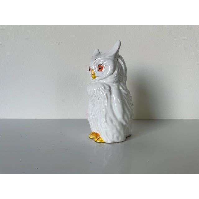 For your consideration we are presenting for sale this fantastic Vintage Italian white ceramic glazed decorative owl...