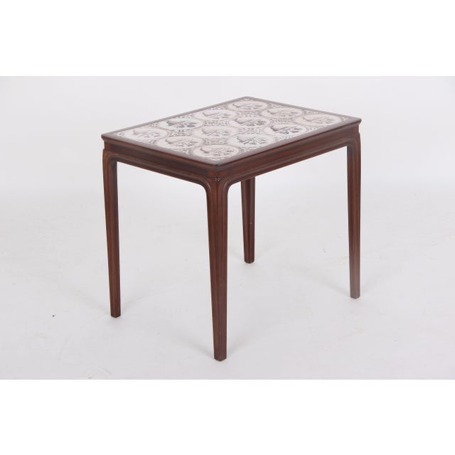 Side Table in Mahogany and Dutch Tiles by Frits Henningsen, 1920s For Sale - Image 6 of 9