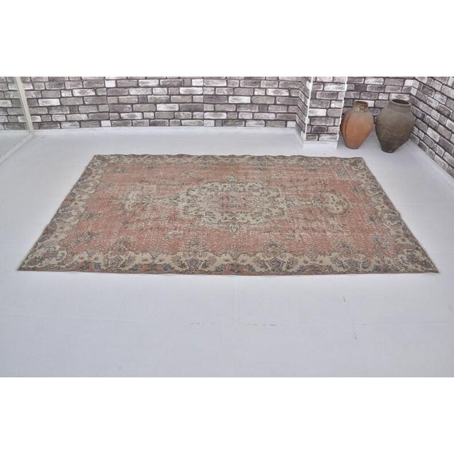 Handmade wool carpet in Turkish Anatolia , Vintage Oushak Rug,Turkish Vintage Anatolian Rug, Handmade wool Rug . One Of...