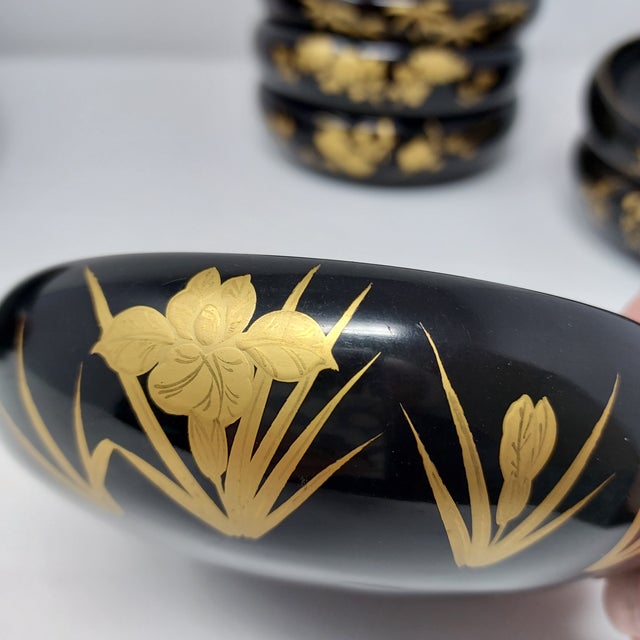 Mid 20th Century MCM Japanese Lacquerware Salad Marked St - Set 7 Pieces For Sale In New York - Image 6 of 12