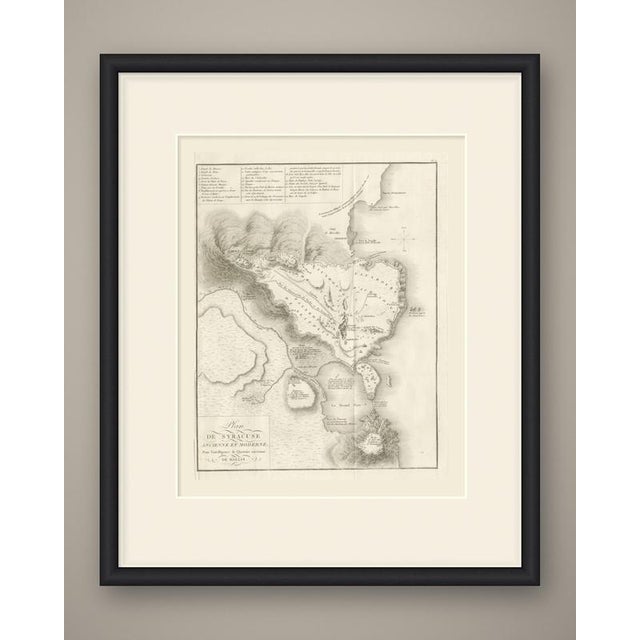 An original copper engraved plan, uncolored, of syracuse ancient and modern, with the hills drawn in fine hachure. The...