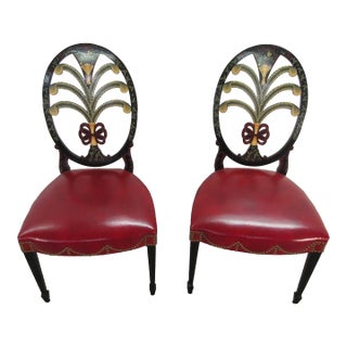 Karges Albert and Edwin Collection Pair of Paint Decorated Chairs For Sale
