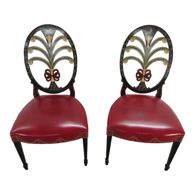 Karges Albert and Edwin Collection Pair of Paint Decorated Chairs For Sale