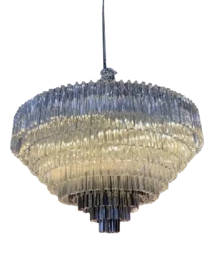 Transparent and Black Triedro Murano Glass Chandelier by Simong