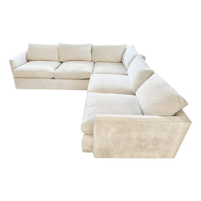 Crate & Barrel Lounge II 3-Piece Sectional Sofa in Dove Gray Performance Fabric For Sale