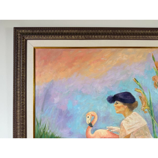 1980s Carver Figurative Tropical Landscape Oil on Canvas Painting, Framed For Sale In Miami - Image 6 of 12
