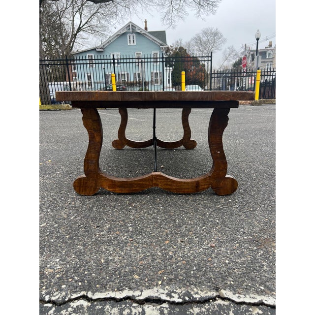 2020s Vintage Solid Wood Trestle Coffee Table For Sale - Image 5 of 8