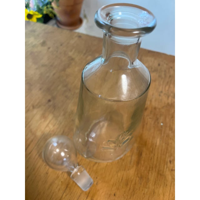 Unique hand blown solid glass decanter with agave leaf imprint perfect sleek carafe for glass collection or barware set...
