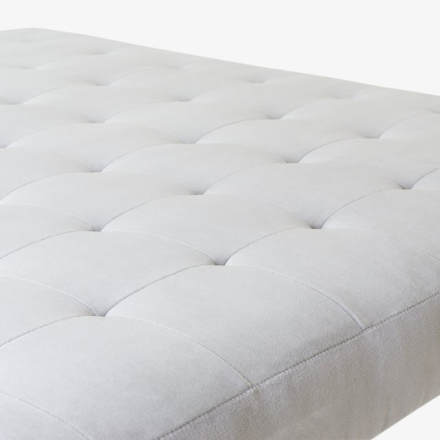 Contemporary Astor Large Brass Tufted Ottoman in Sharkskin Velvet by Montage For Sale - Image 3 of 8