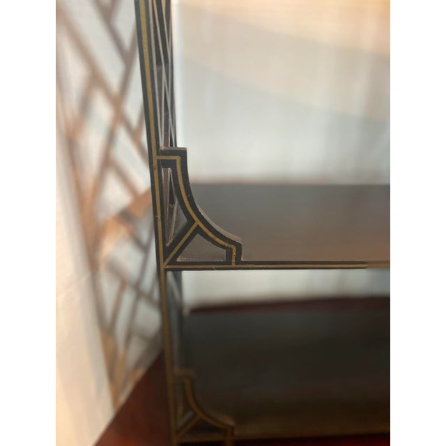 Mid 20th Century Chinoiserie Style Fretwork Trimmed Tabletop Shelf For Sale - Image 5 of 8