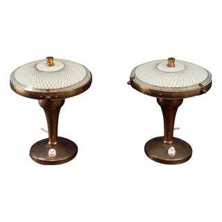 Bedside Lamps in Curved Glass attributed to Pietro Chiesa, Italy, 1950s, Set of 2 For Sale