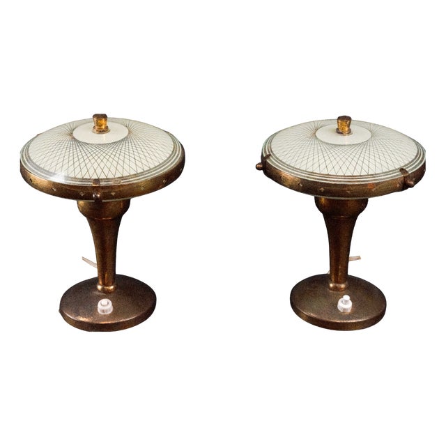 Bedside Lamps in Curved Glass attributed to Pietro Chiesa, Italy, 1950s, Set of 2 For Sale