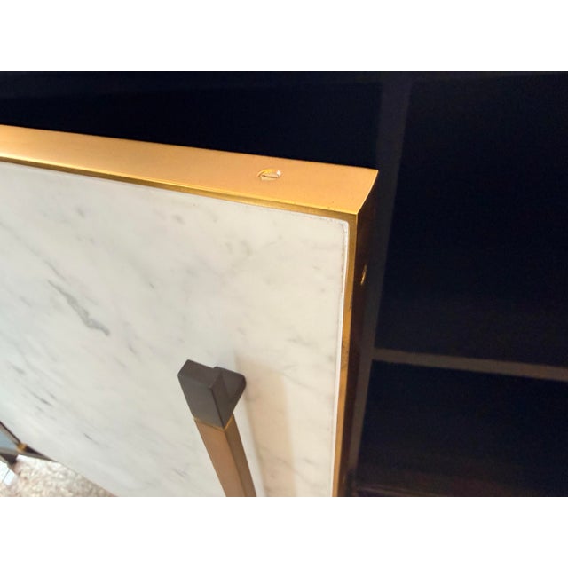 2020s Ebonised Wood & Brass Sideboard With Calacatta Marble by Jonathan Charles For Sale - Image 5 of 9