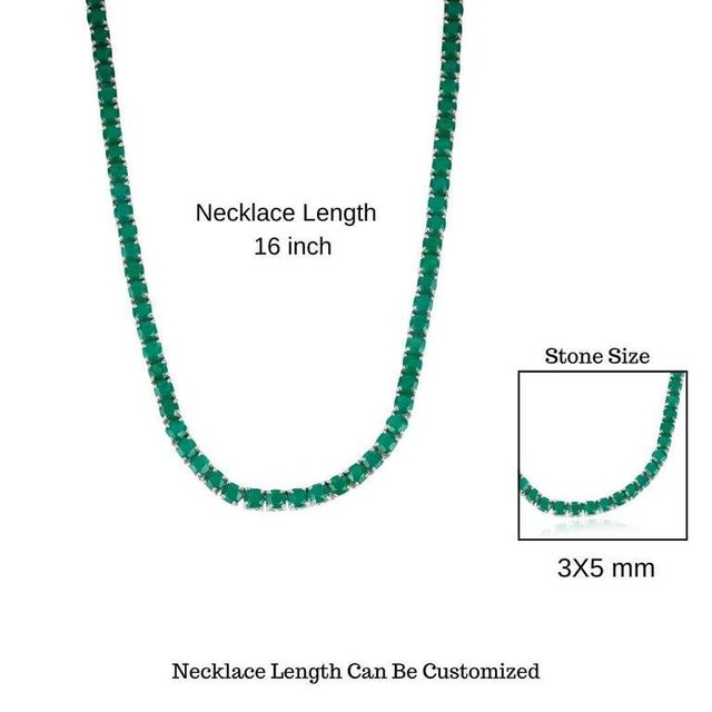 Green Onyx Gemstones Square-Cut Link Necklace for Women Gift For Sale - Image 9 of 11
