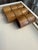 Set of eight vintage 1970s zebra wood napkin holders.