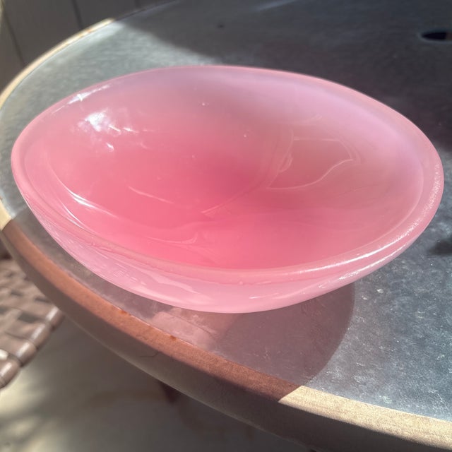 Italian Pink Alabastro Bowl Attributed to Murano For Sale - Image 3 of 3