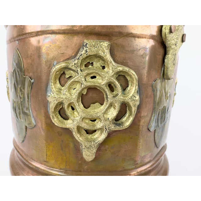 Antique French-Style Copper and Brass Jardiniere Planter With Gothic Mounts, C. 1900 For Sale - Image 16 of 18